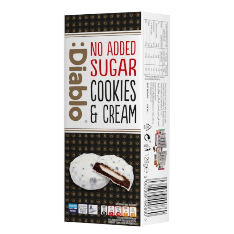 Diablo dunke Keks mit Milchremefüllung Cocoa Cookie zuckerfreie Keks ore ohne Zuckerzusatz